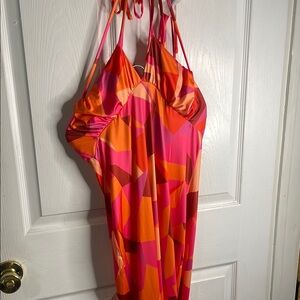 Bold Pink and Orange Patterned Dress